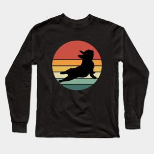 French bulldog yoga, sunset yoga frenchie silhouette Long Sleeve T-Shirt